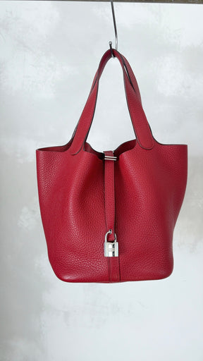 Hermès Picotin 22 Rouge Clemence Q Square