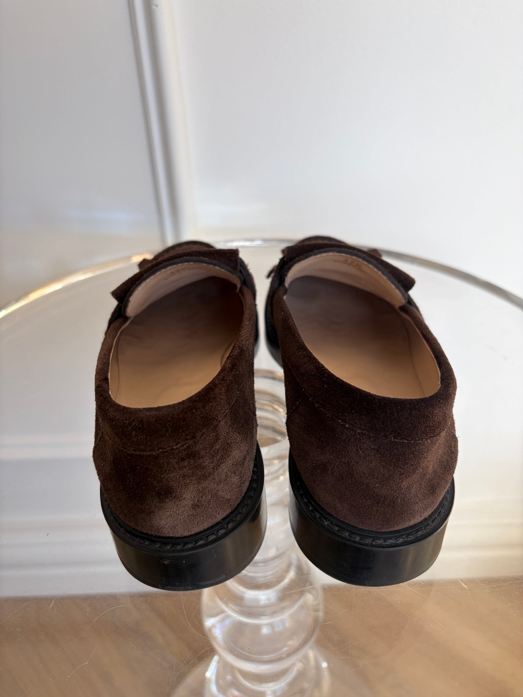 Tod's Brown Suede Loafers With Fringe, 37.5