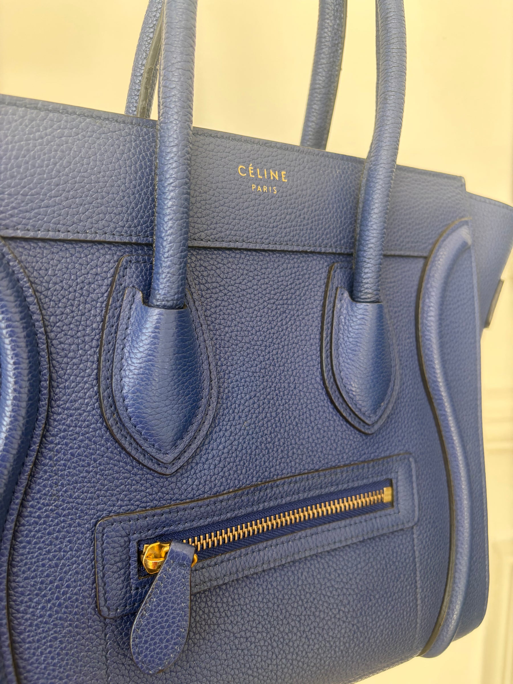 Celine Cobalt Blue Leather Luggage Bag