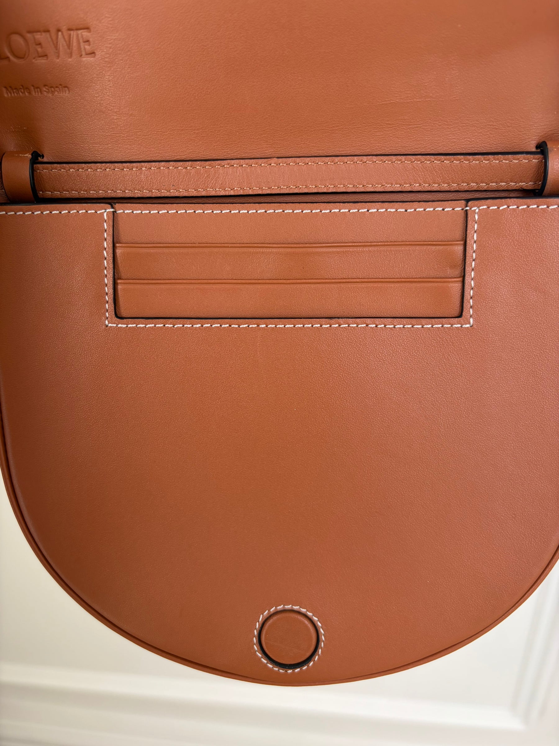 Loewe Calfskin Flat Cross Body Bag Tan