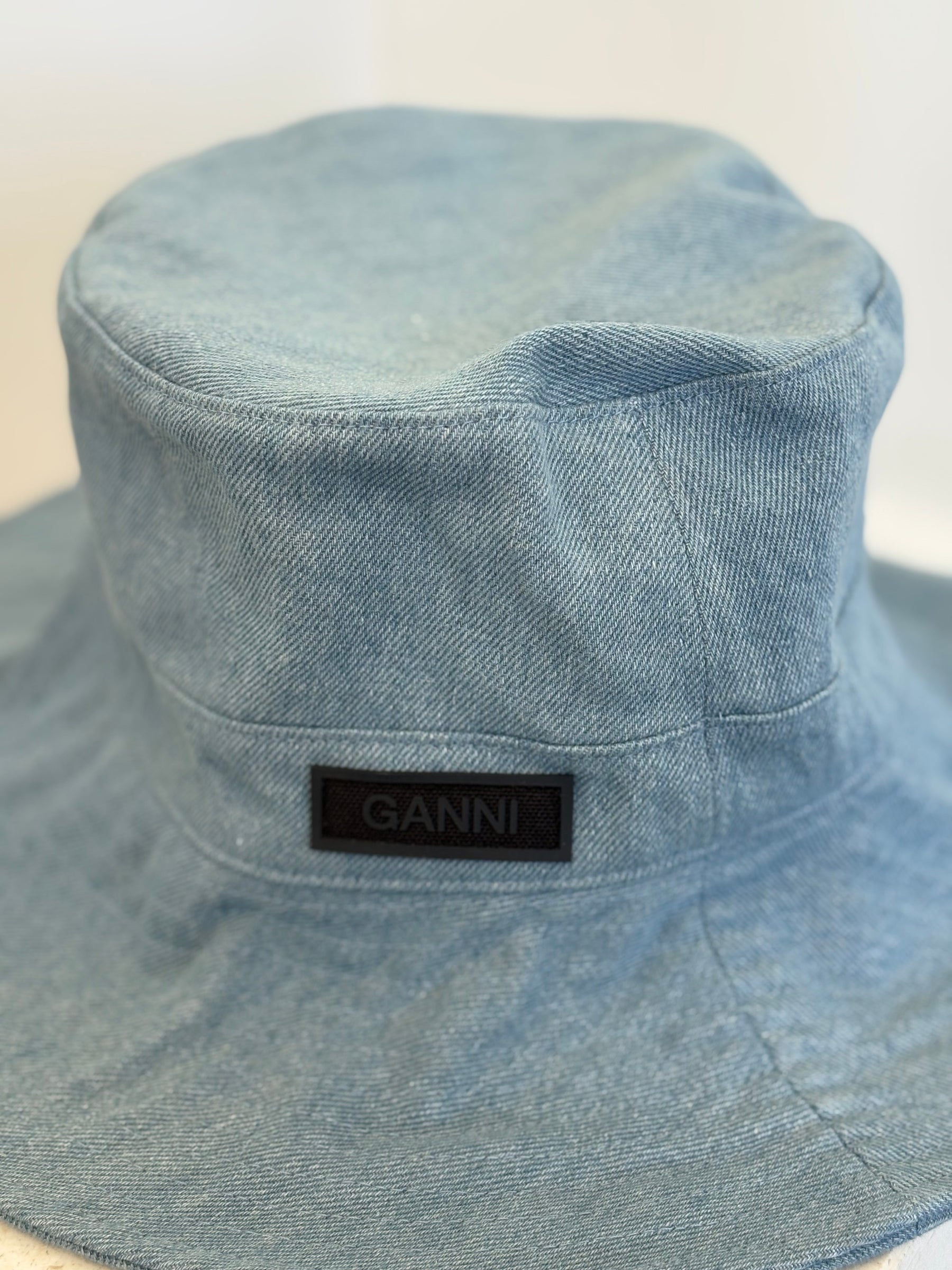 Ganni Light Blue Denim Bucket Hat, XS/S