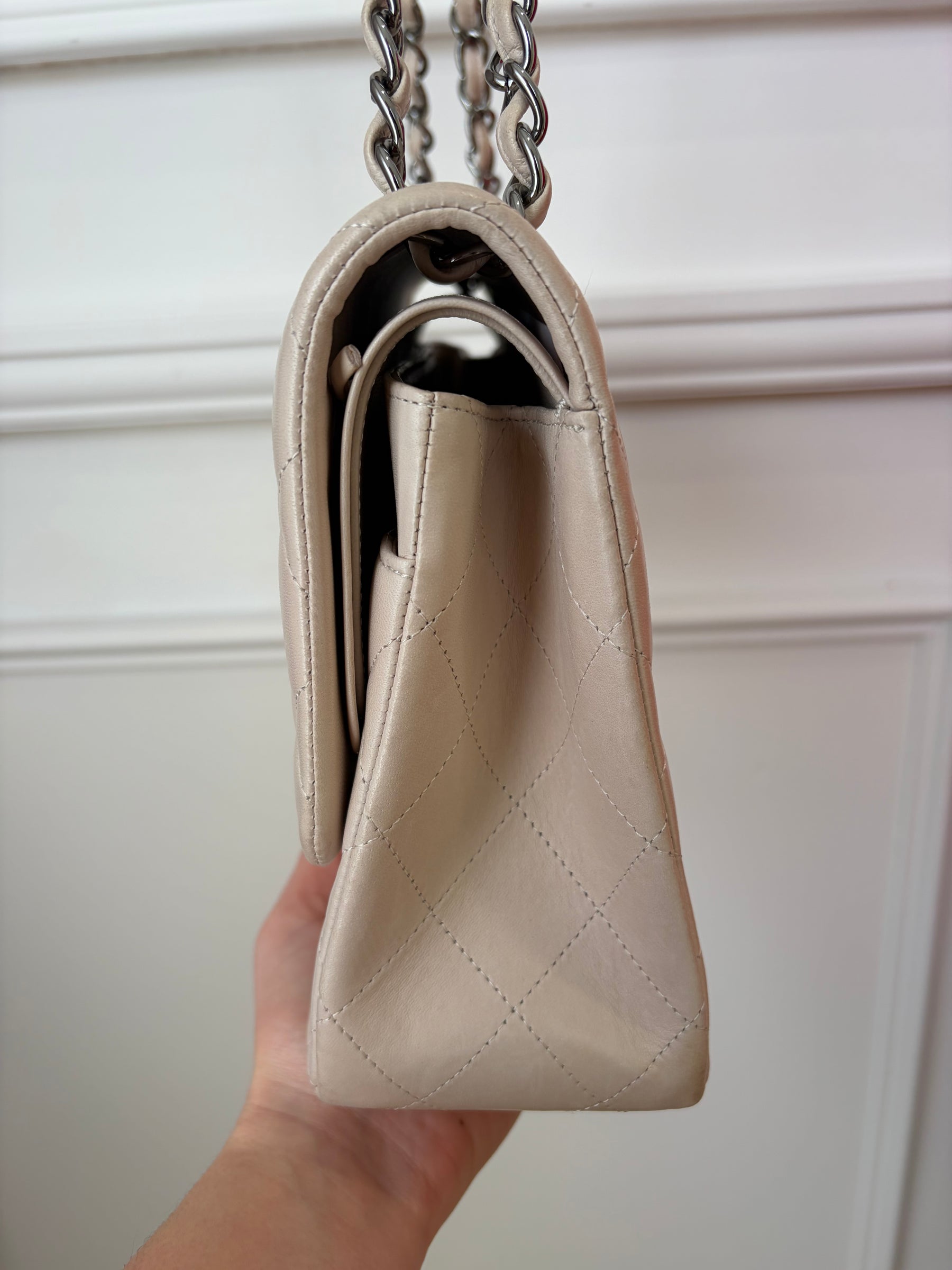 Chanel Stone Lambskin Leather Jumbo Flap Bag