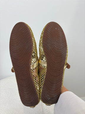 Alaïa Gold Net Ballet Flats, 41