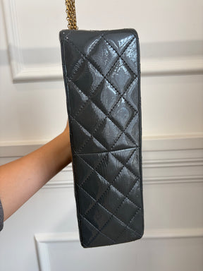 Chanel Charcoal Patent Reissue 2.55 Jumbo Flap Bag