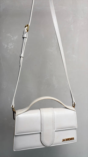 Jacquemus White Leather Bambino Top Handle Crossbody Bag