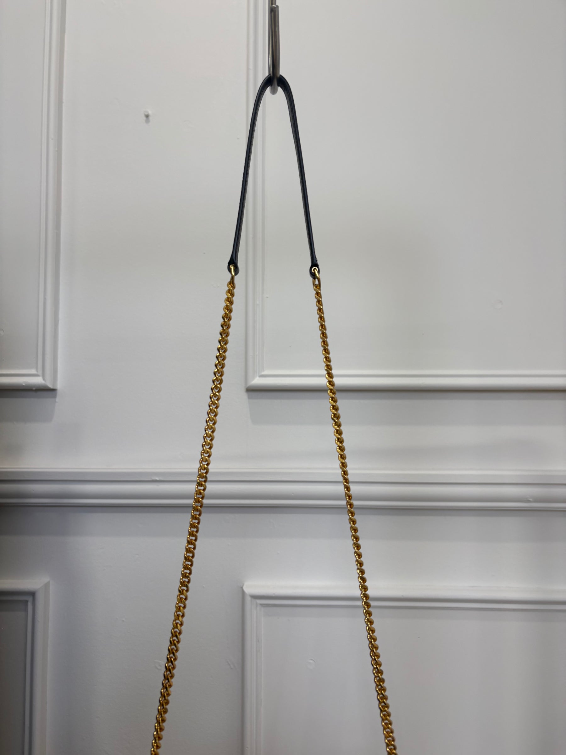 Saint Laurent Black Chevron Quilted Envelope Chain Wallet