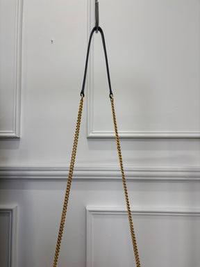 Saint Laurent Black Chevron Quilted Envelope Chain Wallet