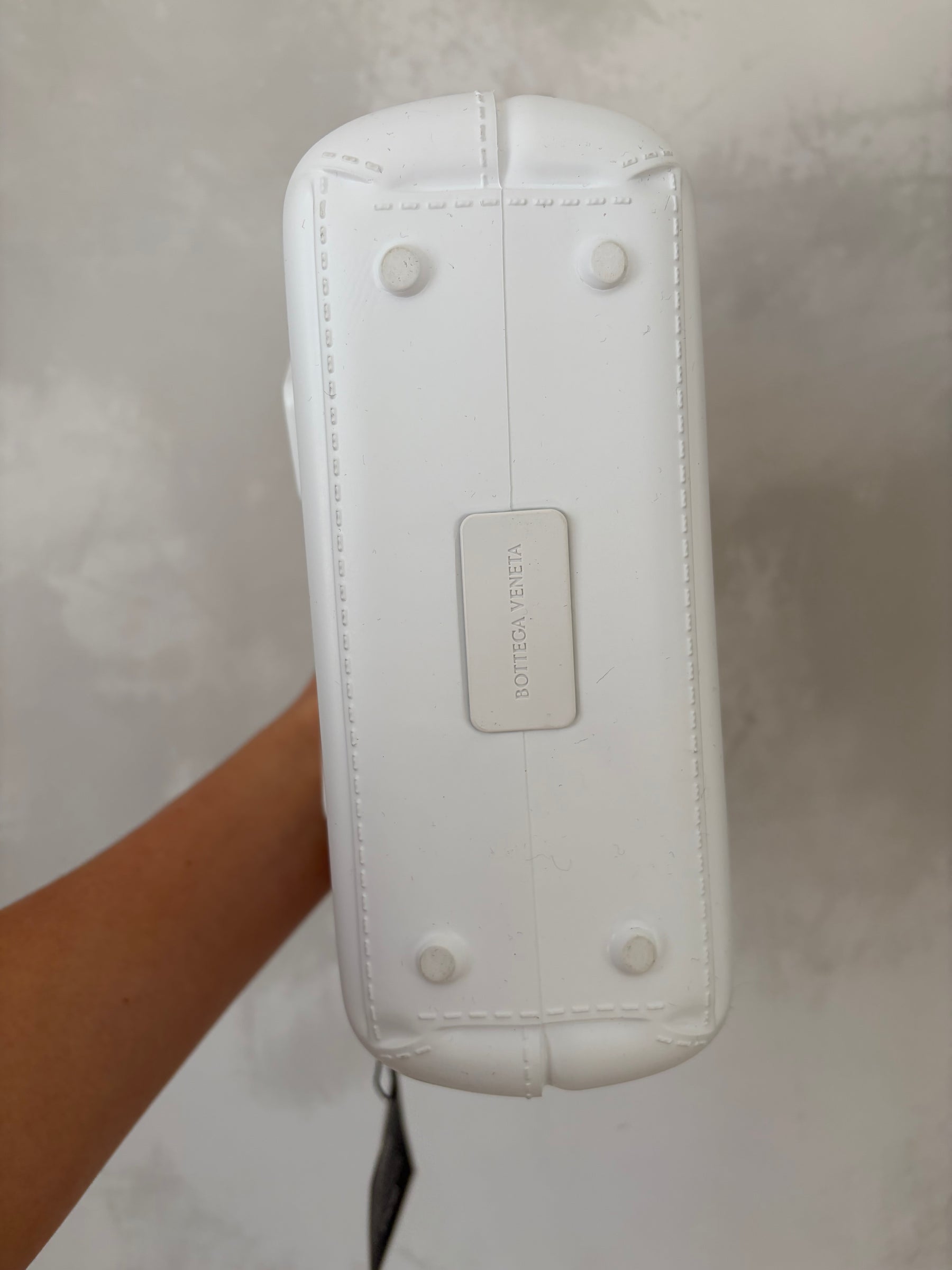 Bottega Veneta Mini Arco Rubber Tote White