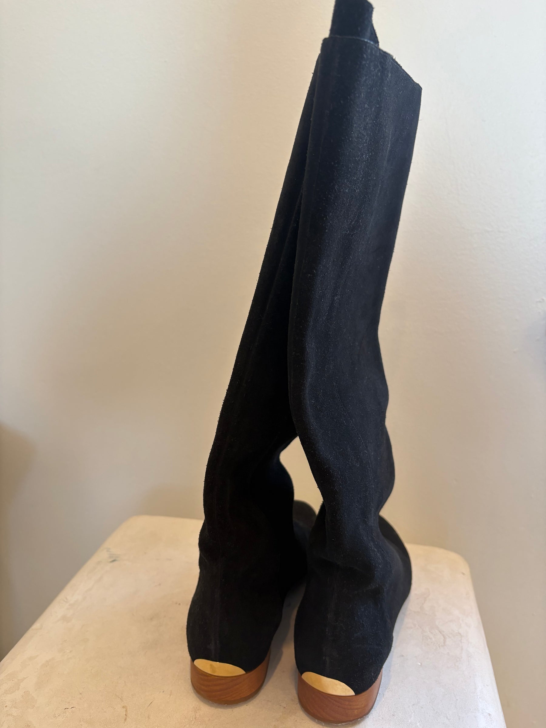 Chloé Black Suede Knee High Boots, 39.5