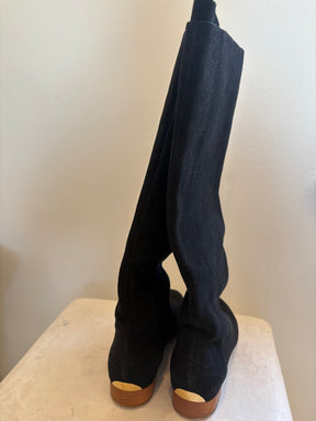Chloé Black Suede Knee High Boots, 39.5