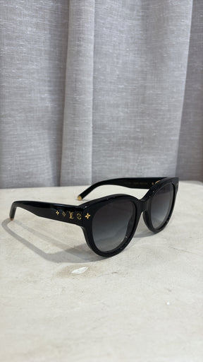Louis Vuitton Black Round Cat Eye Logo Sunglasses
