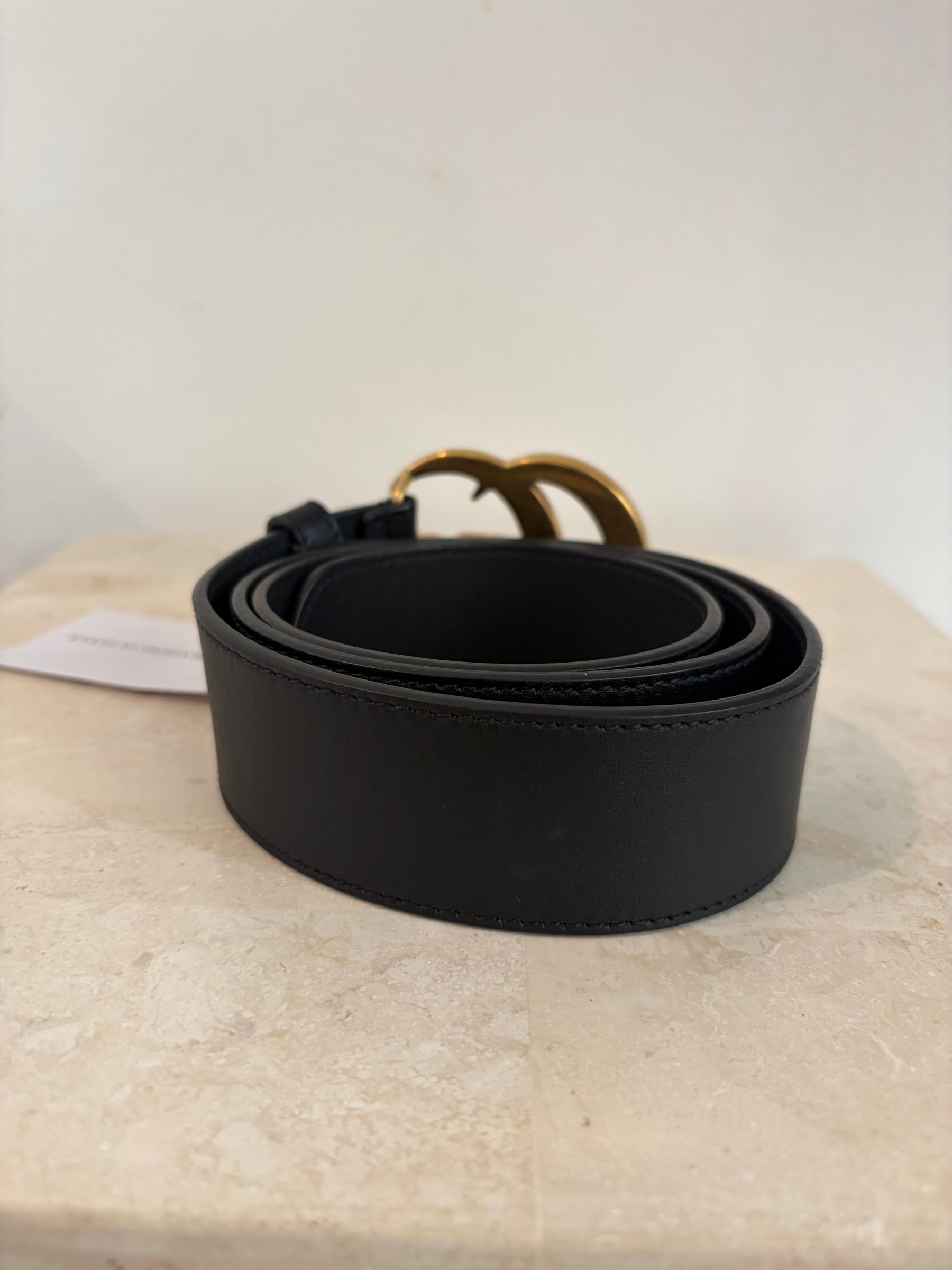Gucci Black LEather Marmont Belt, 85
