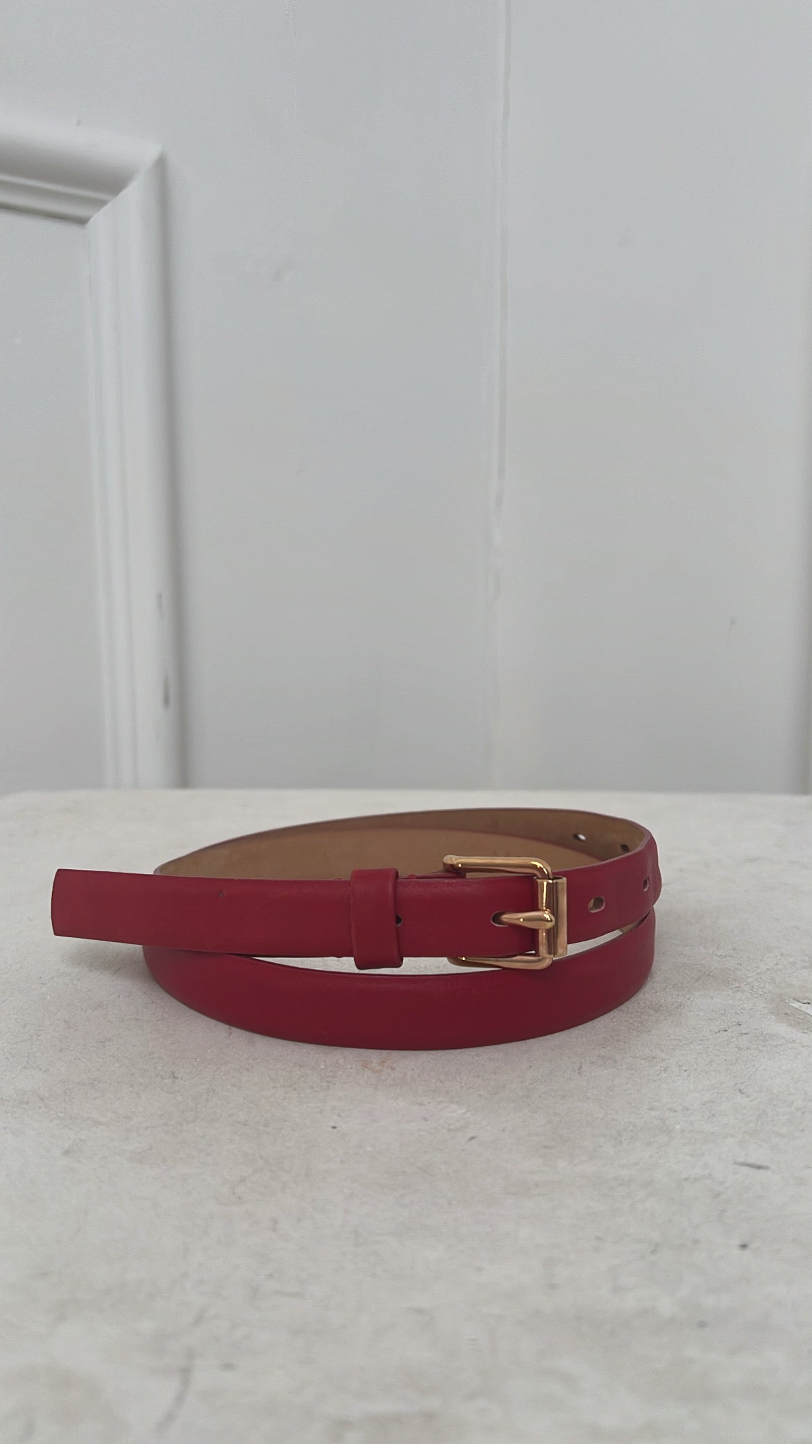 Scanlan Theodore Red Leather Thin Belt, M/L