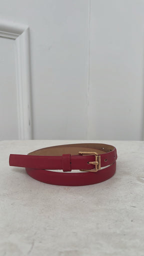 Scanlan Theodore Red Leather Thin Belt, M/L