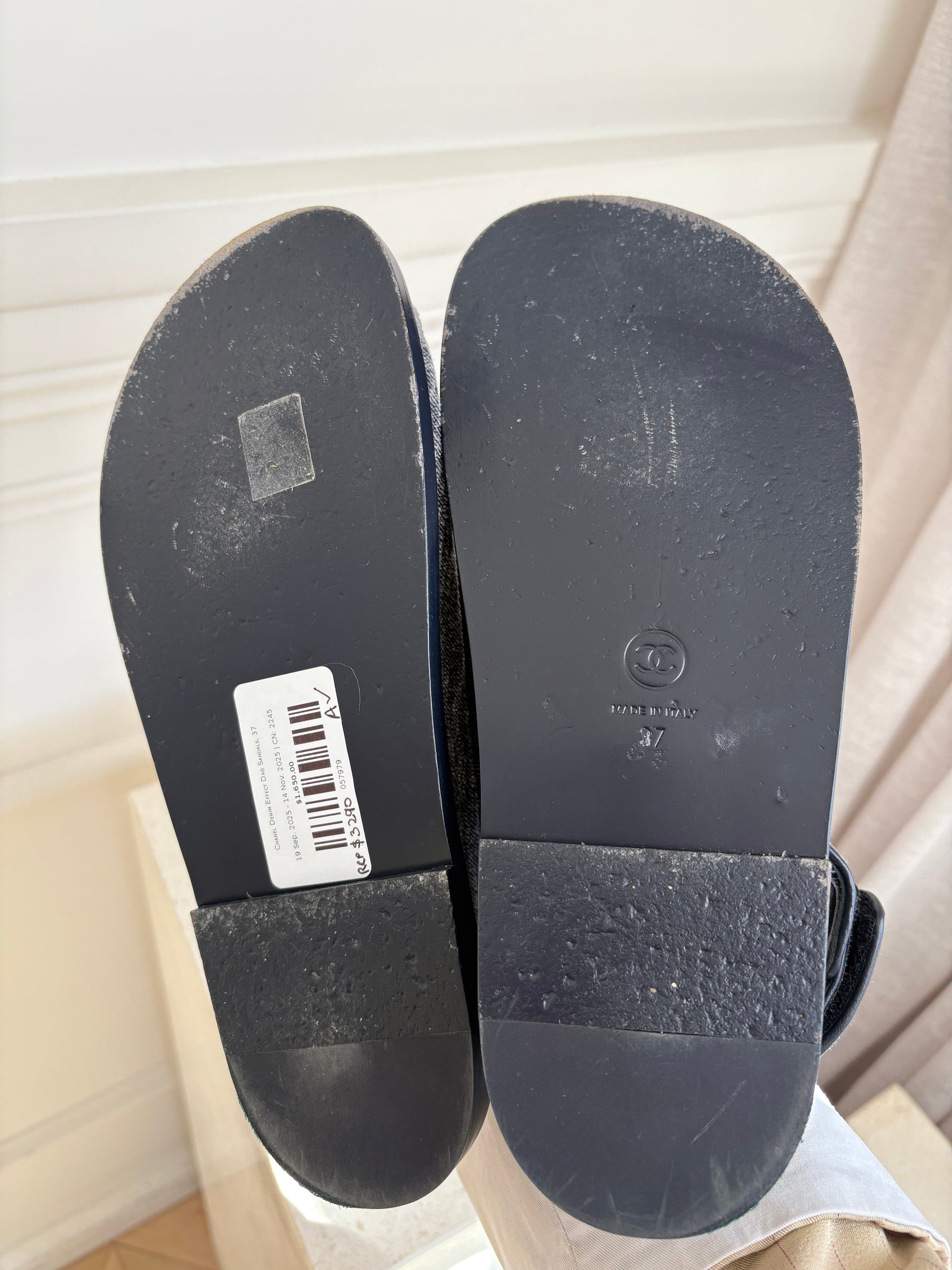 Chanel Denim Effect Dad Sandals, 37