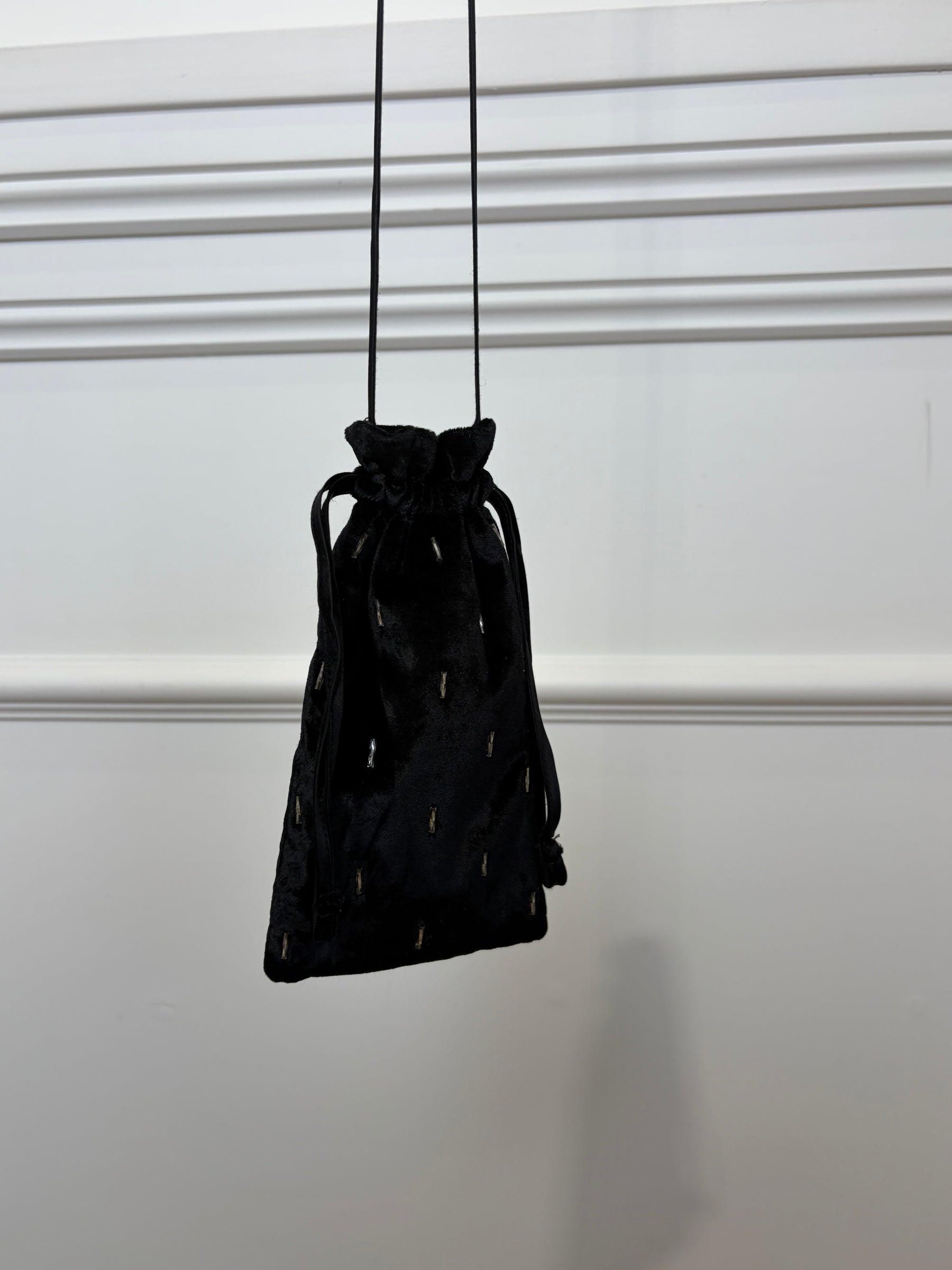 THE ATTICO Black Velvet Crystal Mini Crossbody Pouch