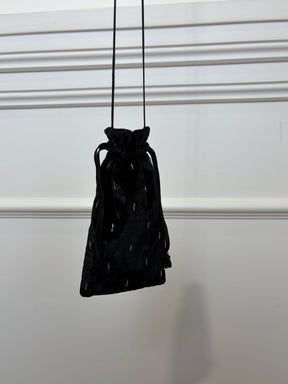 THE ATTICO Black Velvet Crystal Mini Crossbody Pouch
