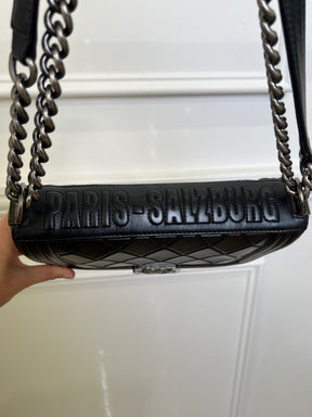 Chanel Black Leather Quilted "Paris-Salzburg" Old Medium Boy Bag
