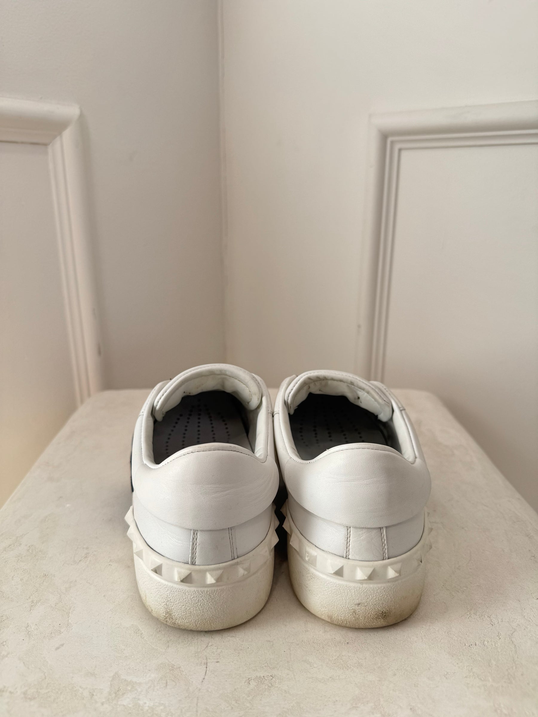 Valentino Garavani White and Navy Leather Sneakers, 39