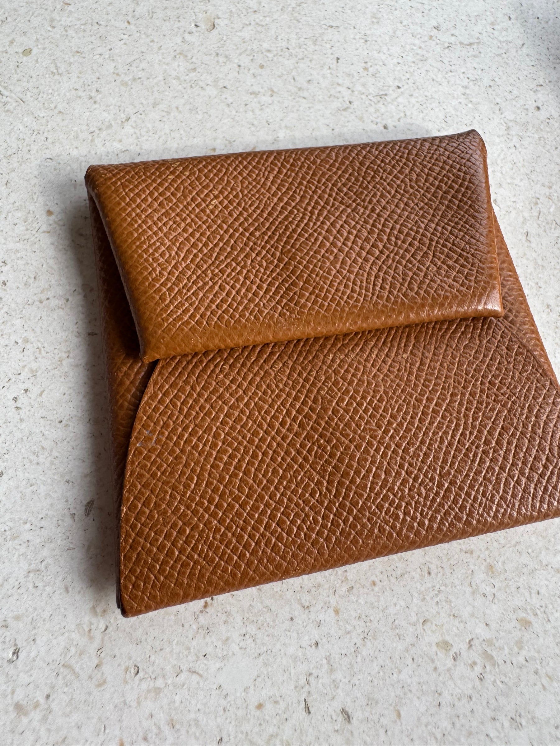 Hermès Gold Epsom Leather Bastia Coin Purse