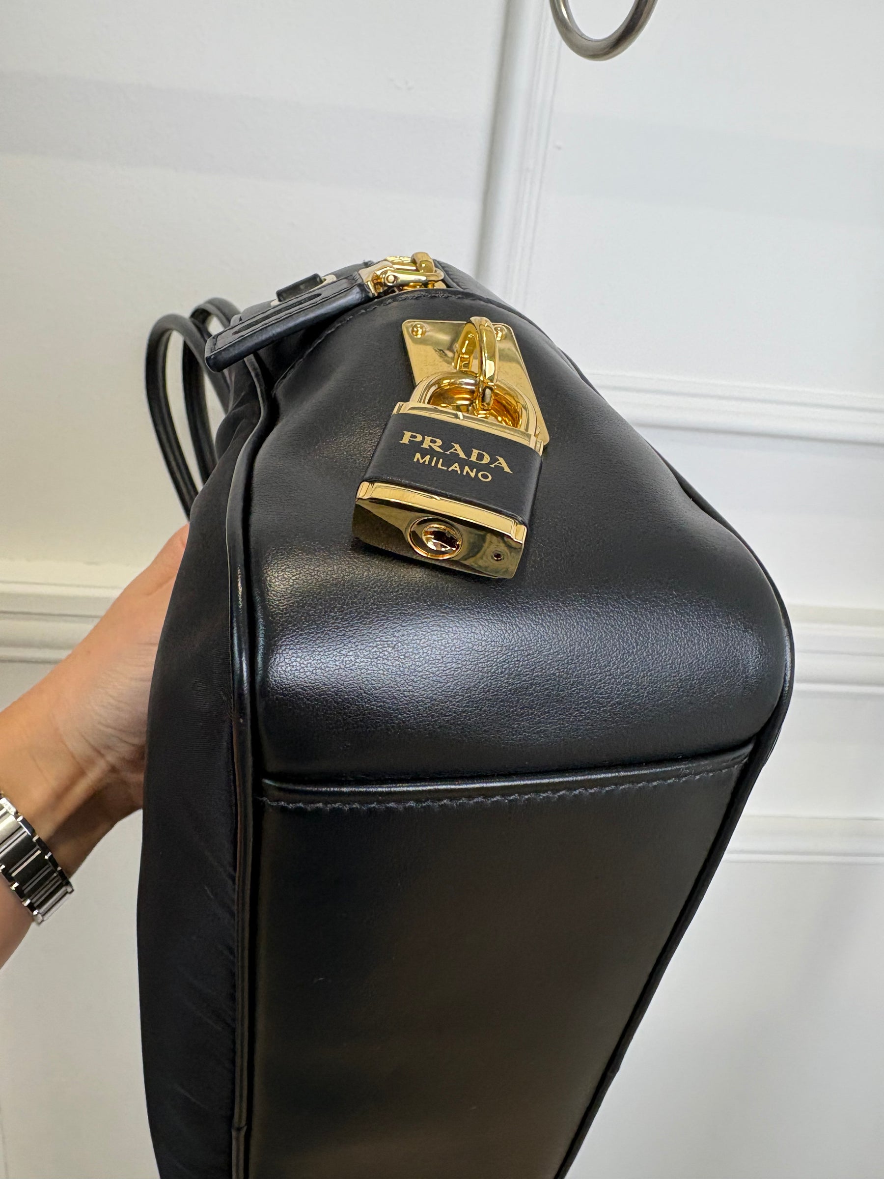 PRADA Nylon Leather Shoulder Bag, M