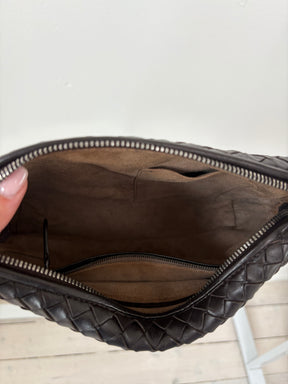 Bottega Veneta Dark Brown Intrecciato Leather Nodini Crossbody Bag