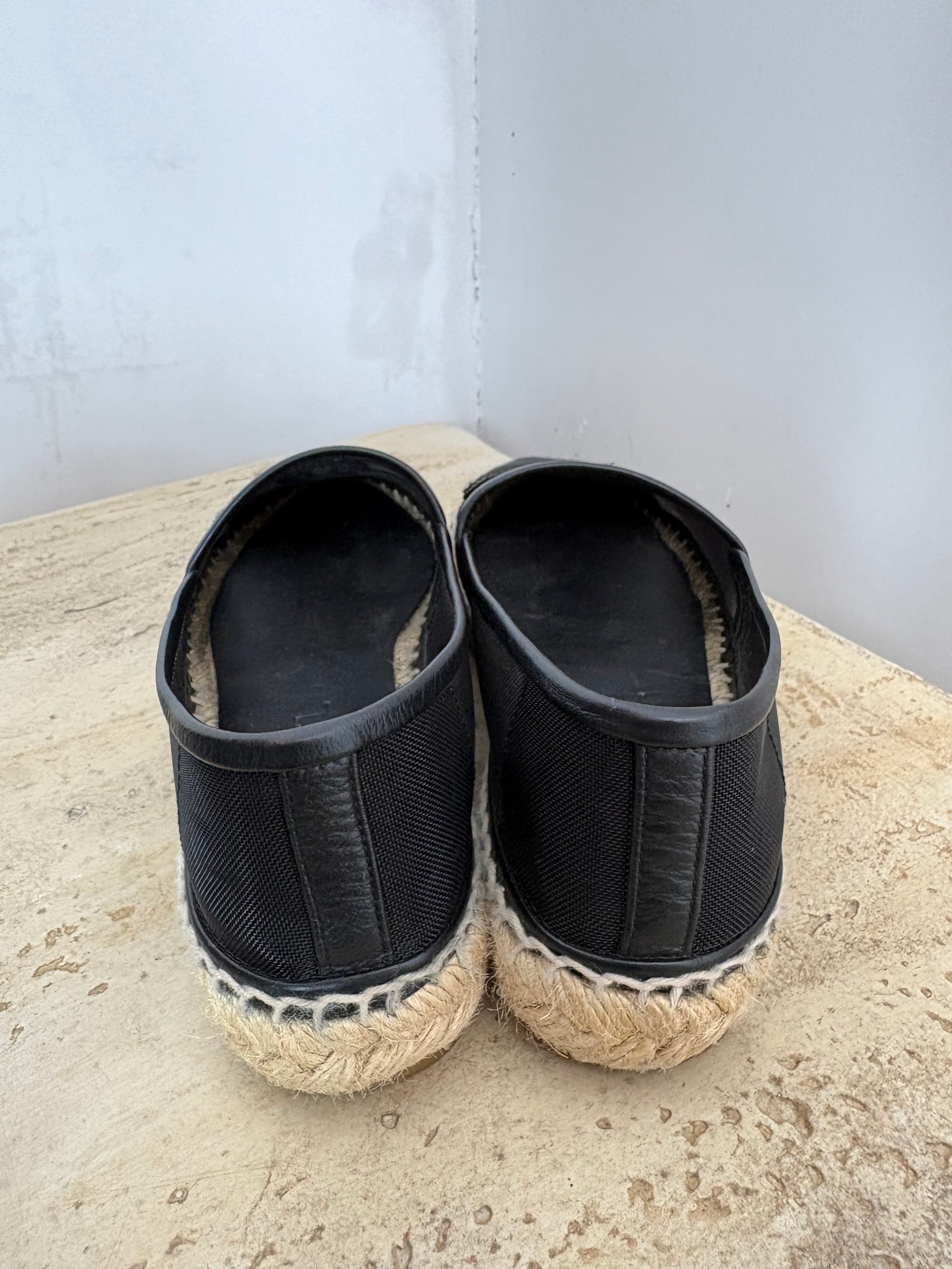 Chanel Black Mesh Logo Espadrille, 36