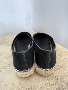 Chanel Black Mesh Logo Espadrille, 36