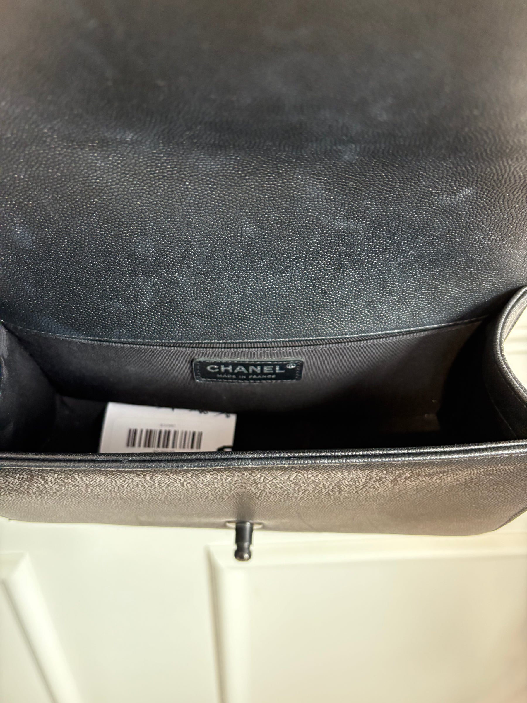 Chanel So Black Grained Calfskin Leather Medium Boy Bag