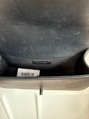 Chanel So Black Grained Calfskin Leather Medium Boy Bag