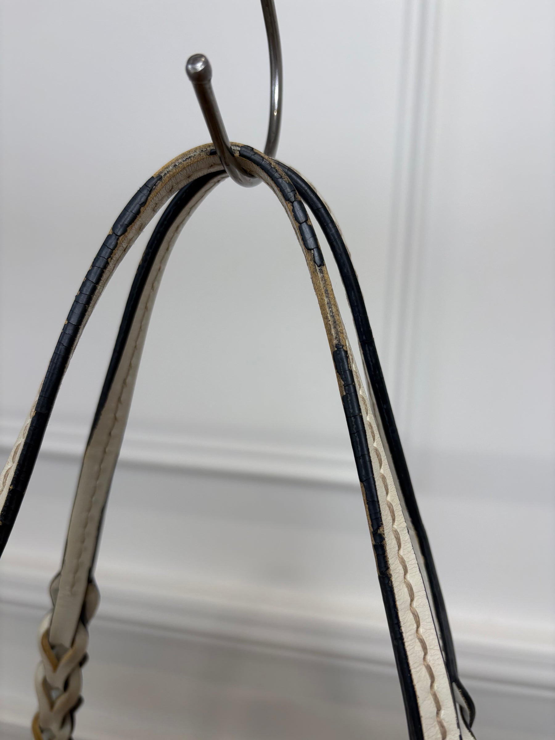 Prada Raffia and White Leather Logo Basket Tote