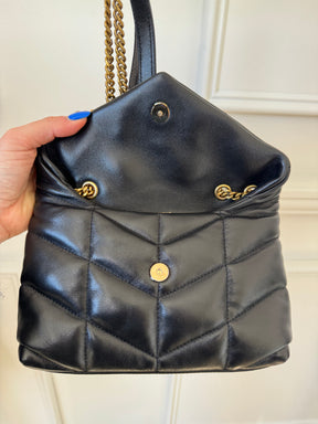 Saint Laurent Black Leather Mini Puffer Shoulder Bag