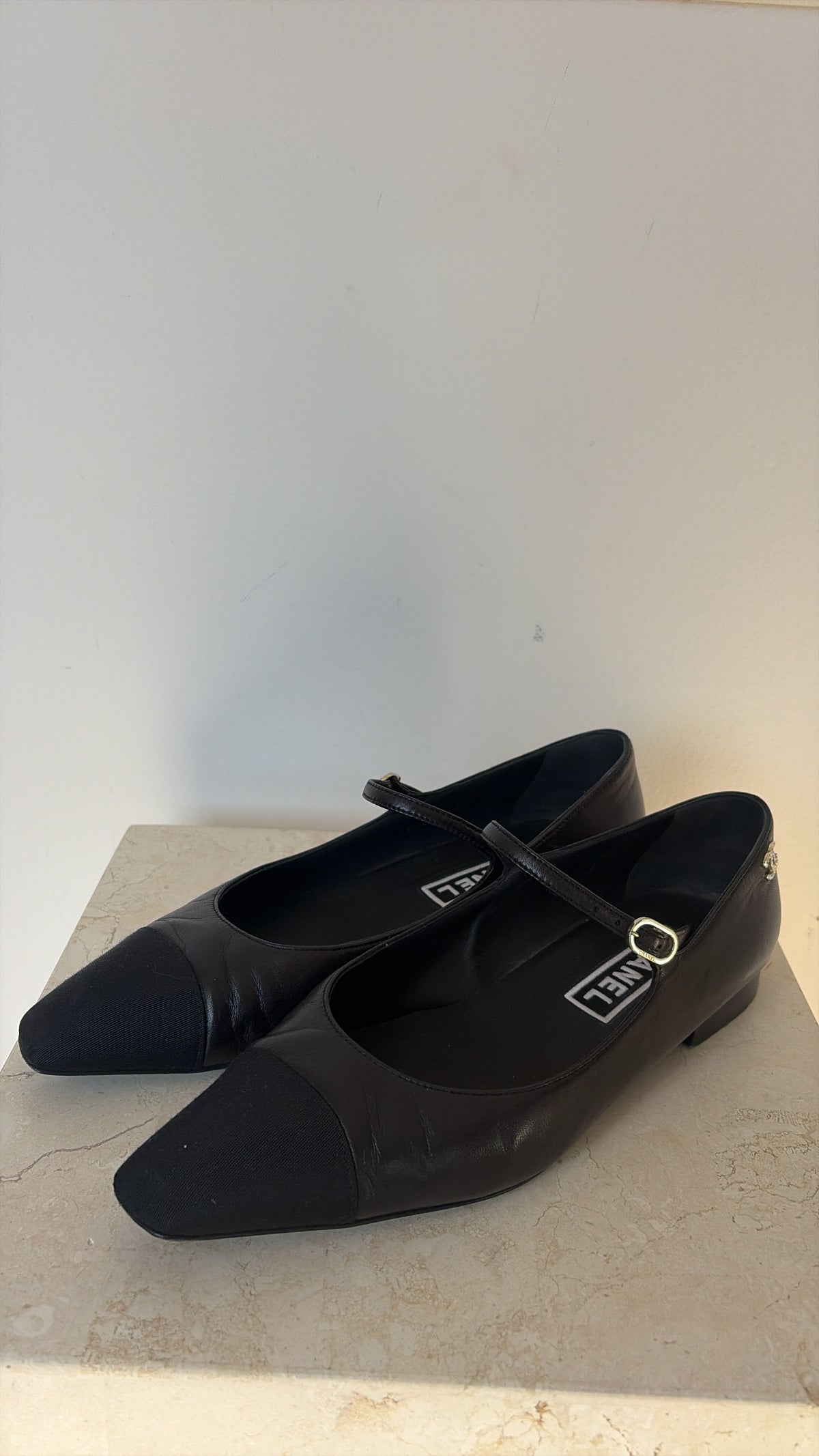 Chanel Black Leather Mary Jane Flats, 40 C