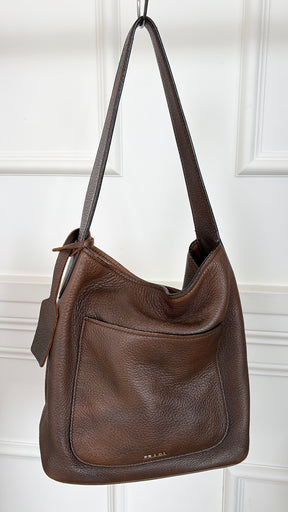 Prada Chocolate Brown Leather Hobo Bag