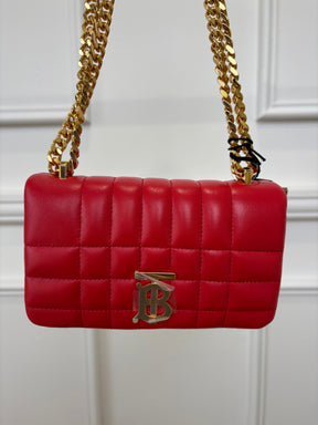 Burberry Red Quilted Leather Mini Lola Bag