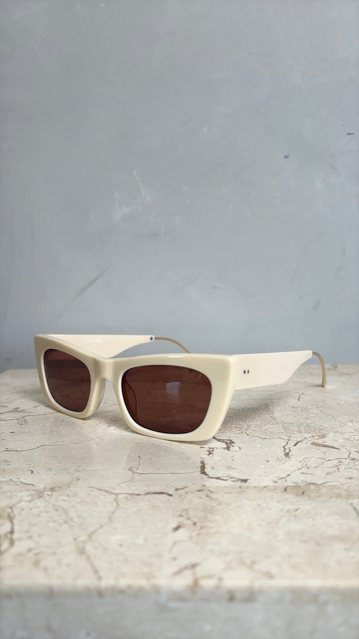 Oroton Cream Rectangular Sunglasses