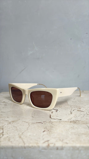 Oroton Cream Rectangular Sunglasses