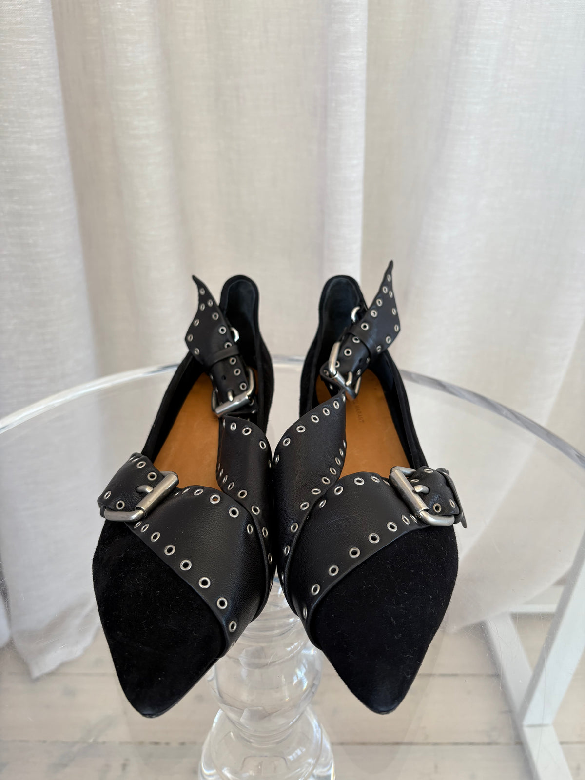 Isabel Marant Suede And Leather Eyelet Ballet Flats, 39