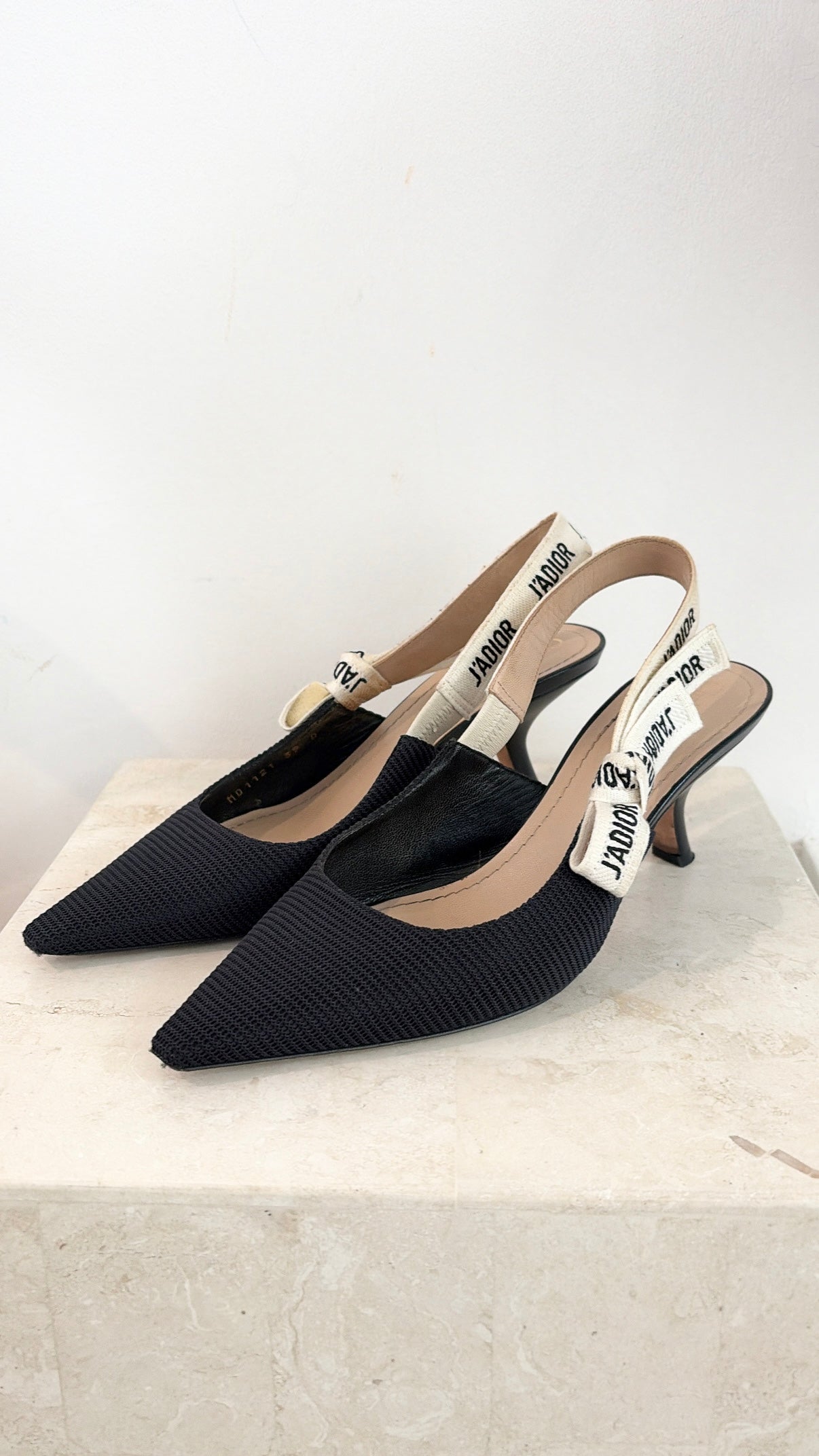 Dior Black Technical J'adior Slingback Heels, 39D