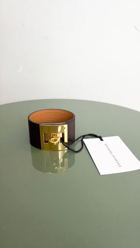 Hermès Chocolate Brown Collier De Chien Gold Hardware, T3