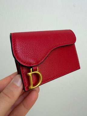 Dior Saddle Bloom Card Holder Red