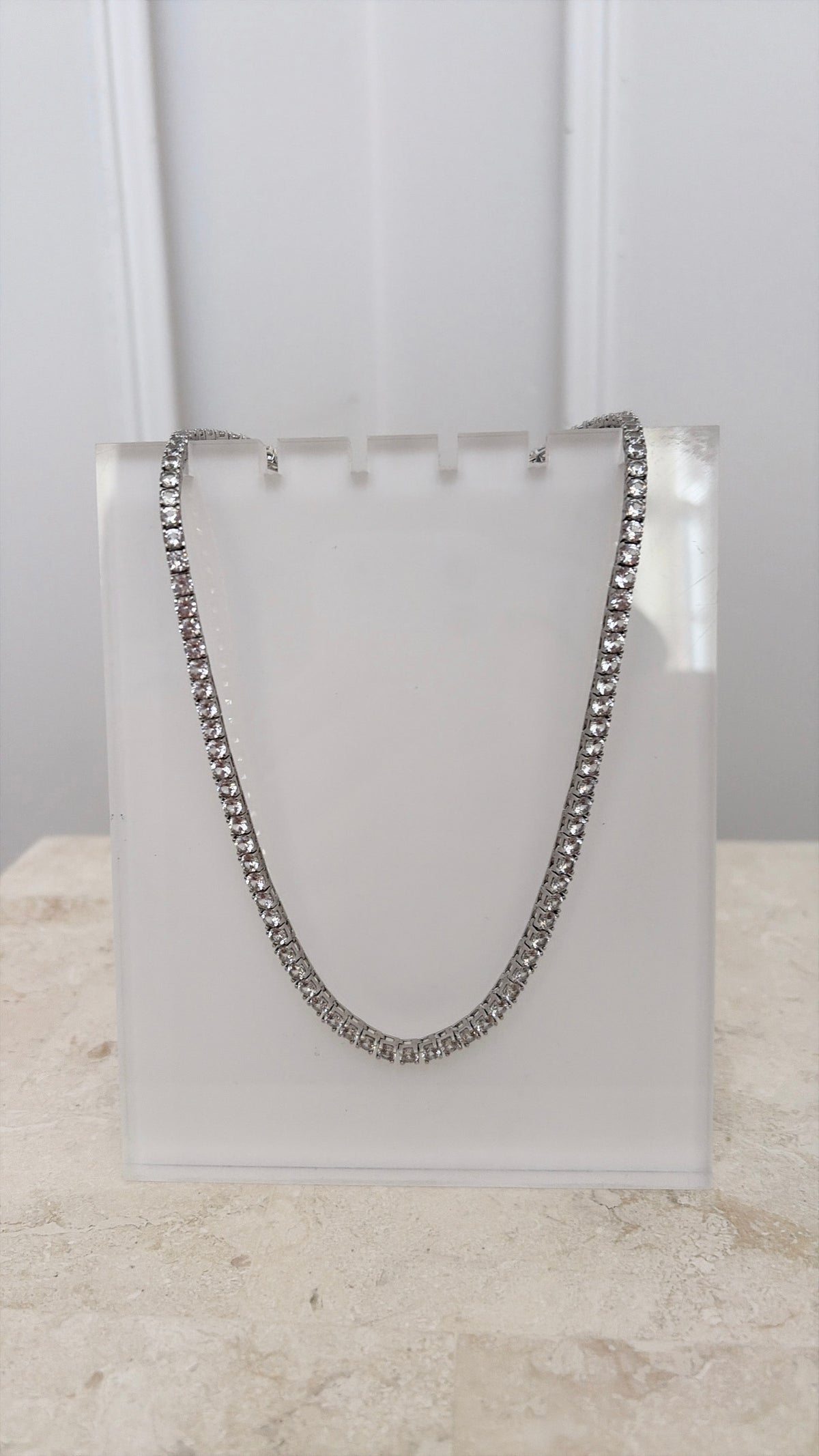 Dorsey Sterling Silver and Lab Grown White Sapphire Tennis Necklace