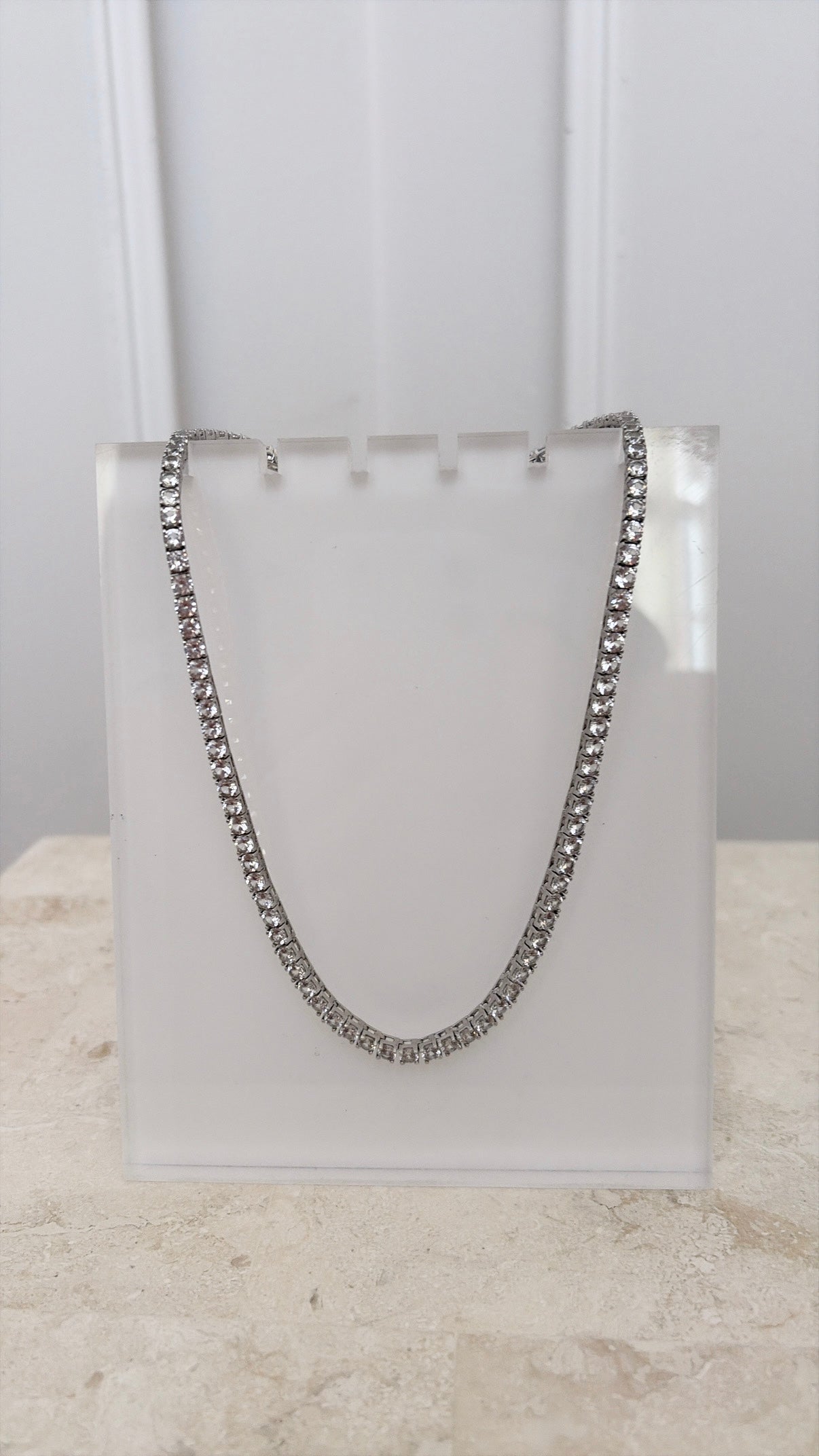 Dorsey Sterling Silver and Lab Grown White Sapphire Tennis Necklace