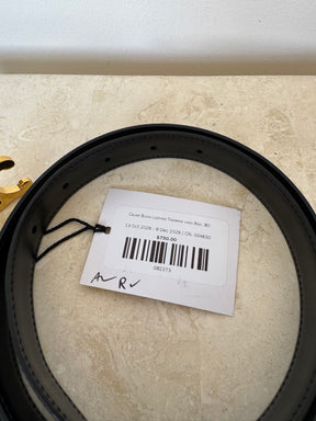 Celine Black Leather Triomphe logo Belt, 80