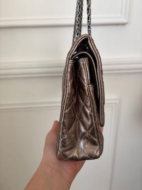 Chanel Pewter Crinkle Leather Reissue 2.55 Flap