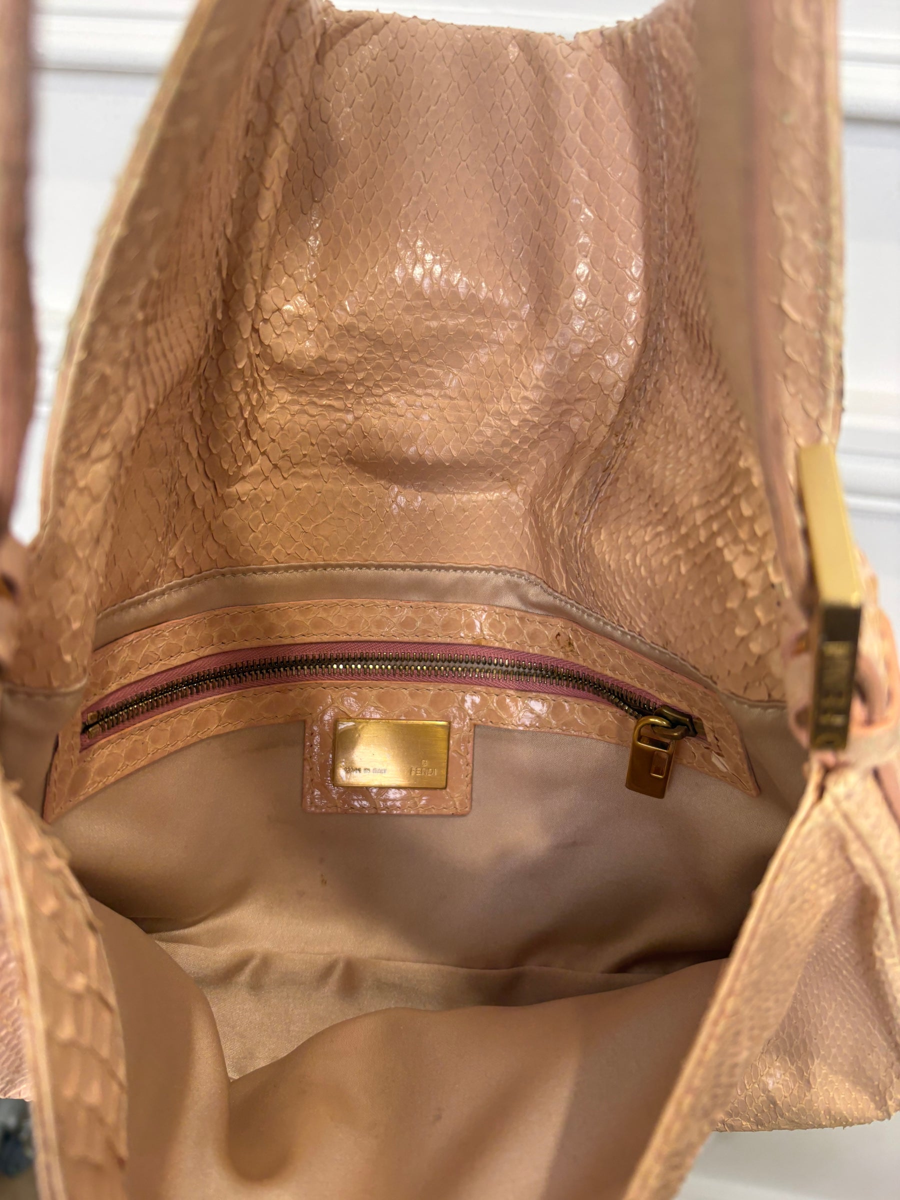 Fendi Baguette in Pale Pink Python Leather