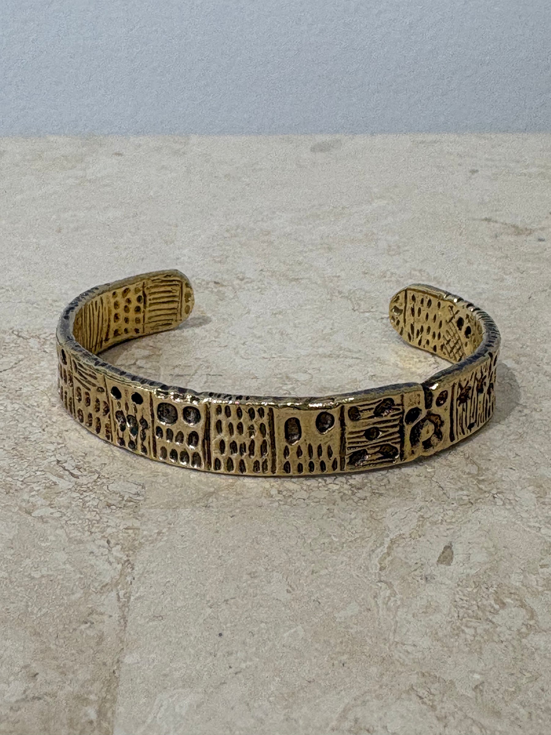 Lucy Folk Textured Cuff Gold Tone
