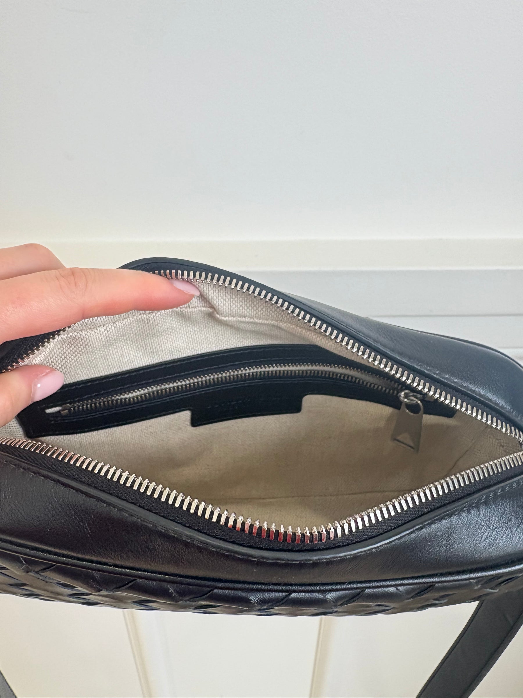 Bottega Veneta Black Intrecciato Leather Camera Bag