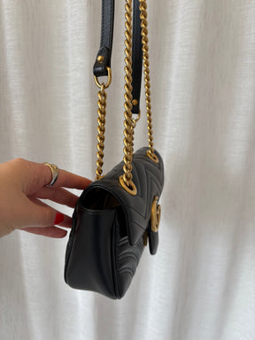 Gucci Black Quilted Leather Marmont Small Shoulder Bag