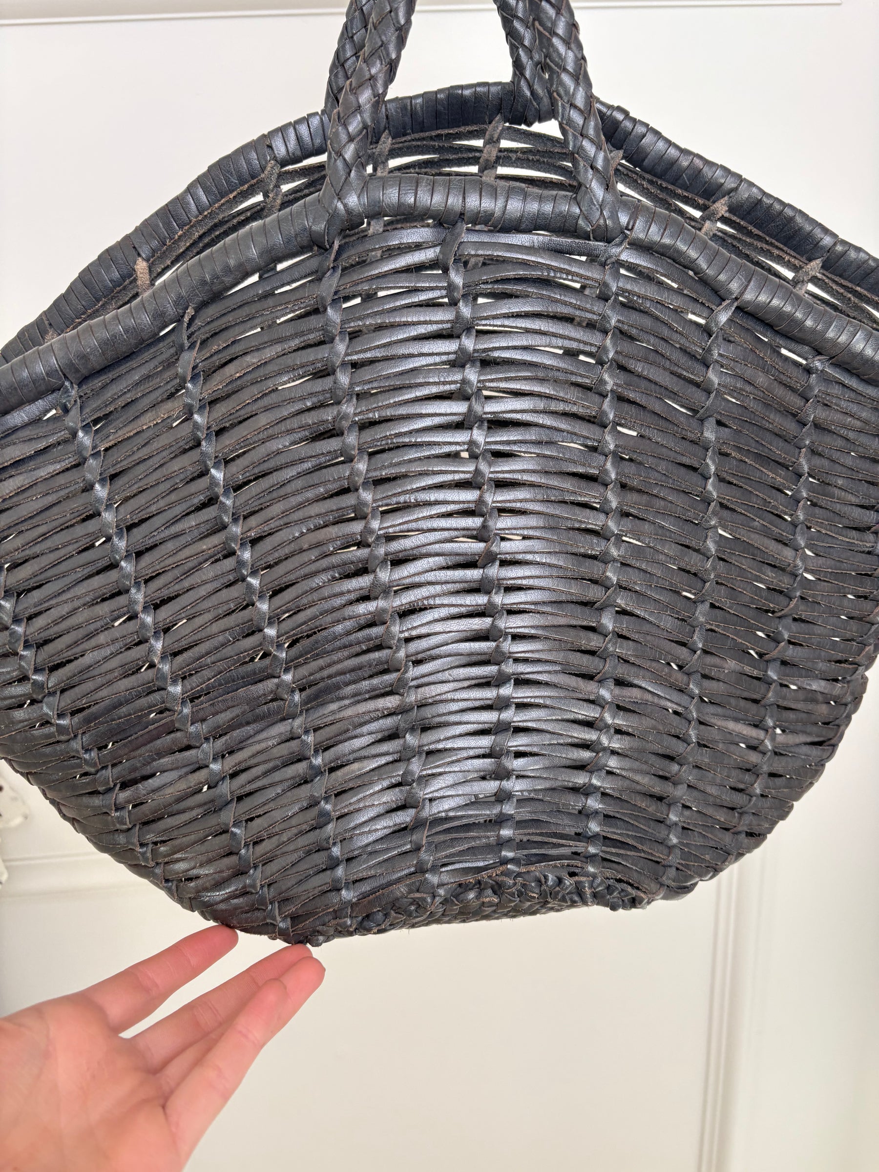dragon diffusion Charcoal Woven Leather Basket Bag
